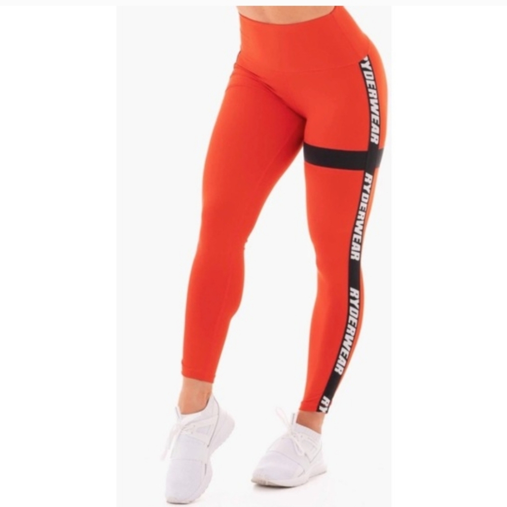 Ryderwear Logo Leggings Red and Black - Picture 4 of 4